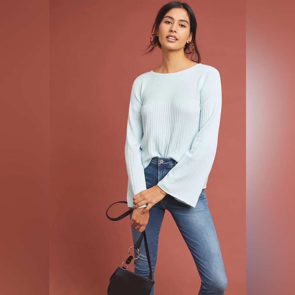 Michael Stars Ribbed light Sea Foam Green Colored Pullover Top